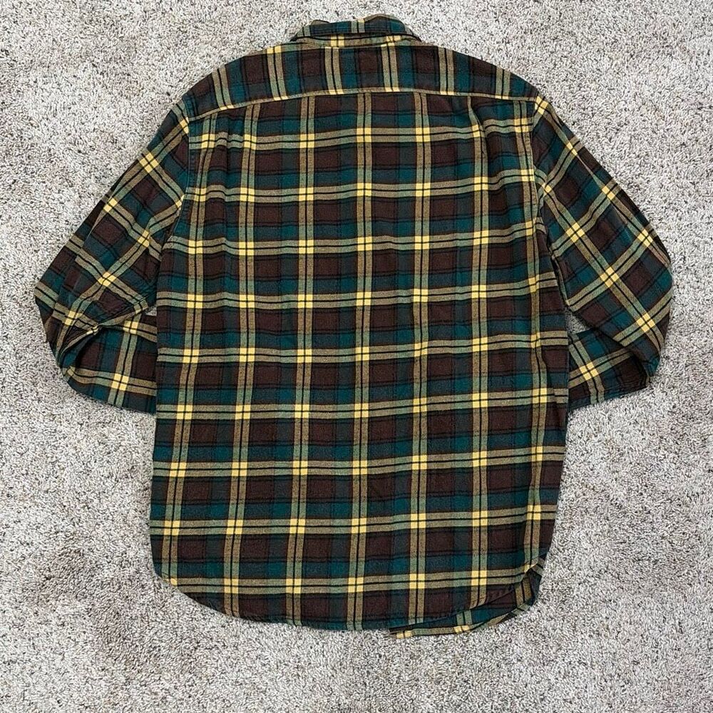 J. Crew Brown Green Yellow Plaid Slim Fit Flannel Shirt Men’s Medium - Picture 4 of 5